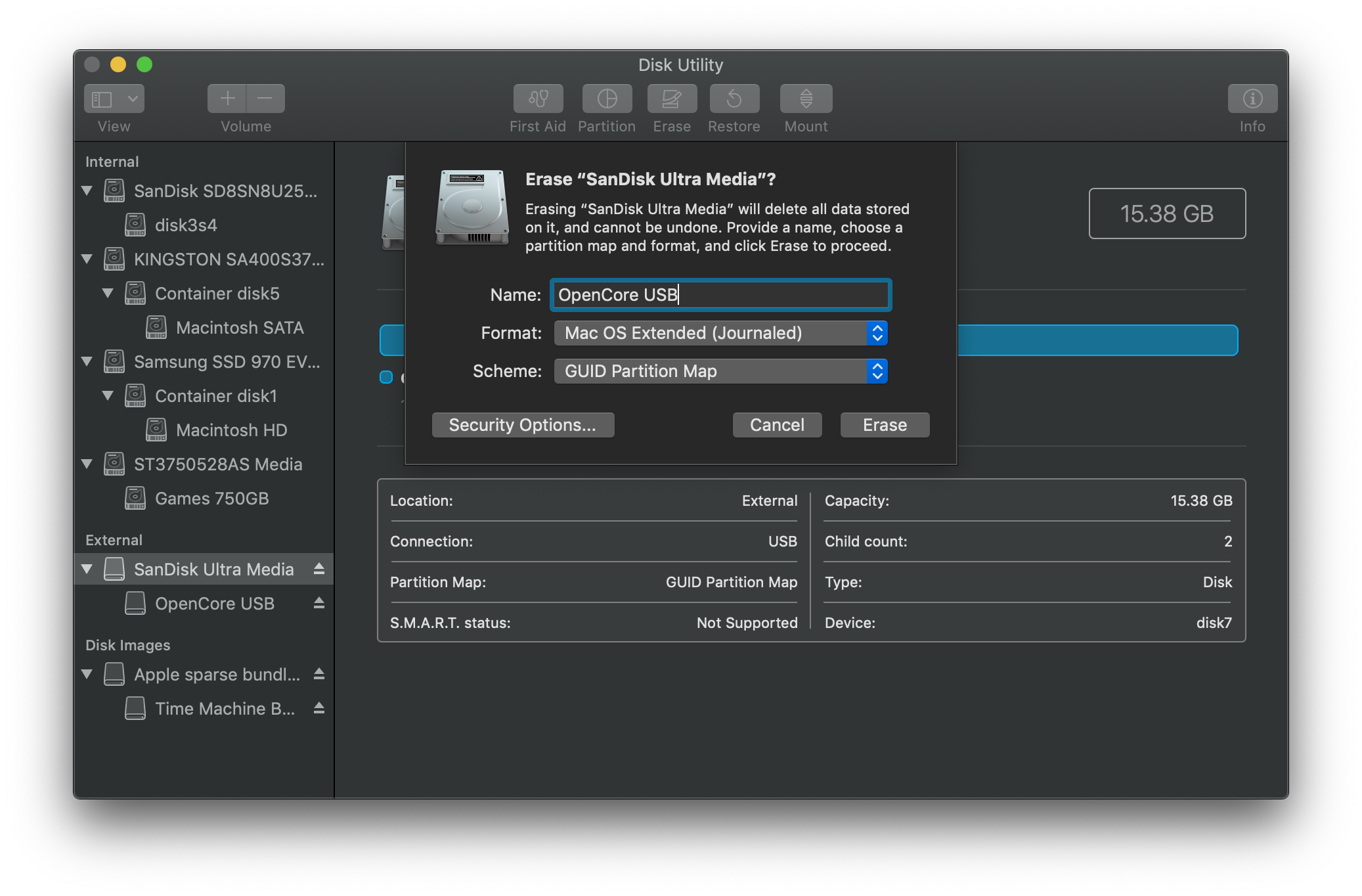 Formatting the USB