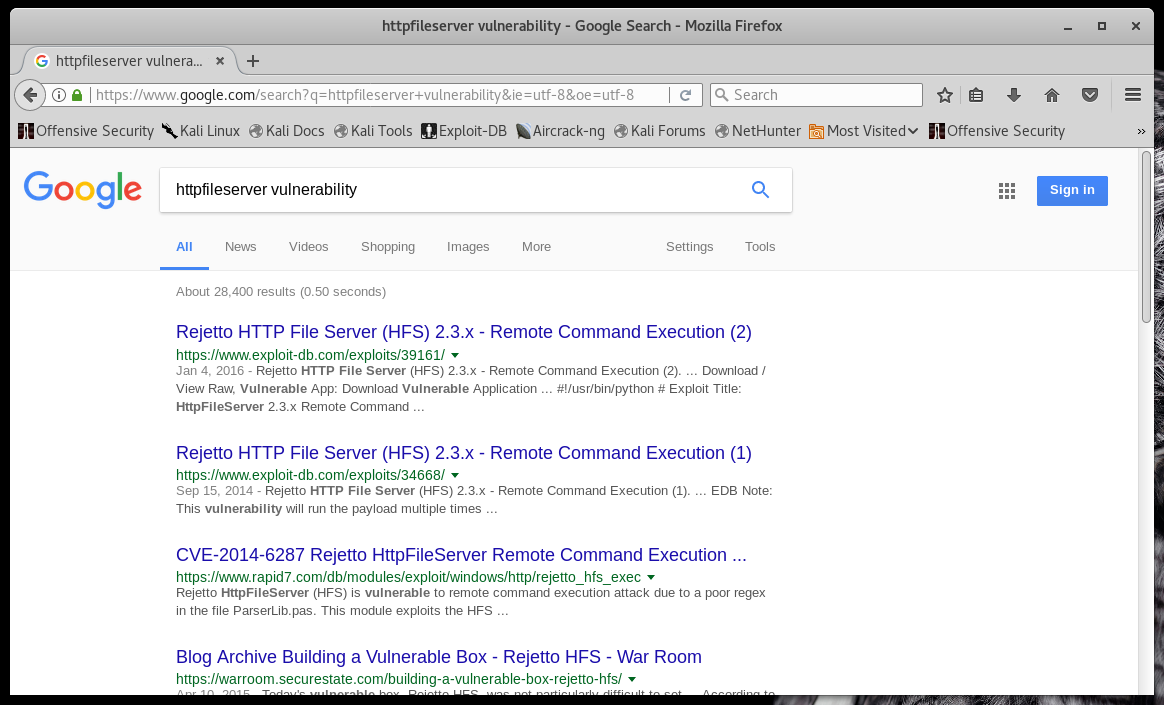 Googling HTTPFileServer