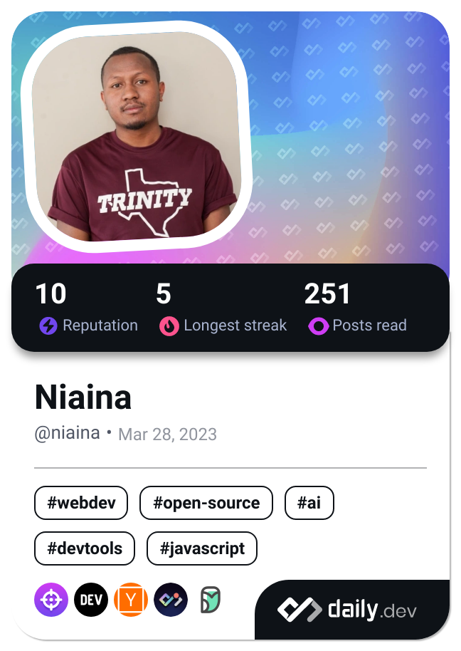 Niaina's Dev Card