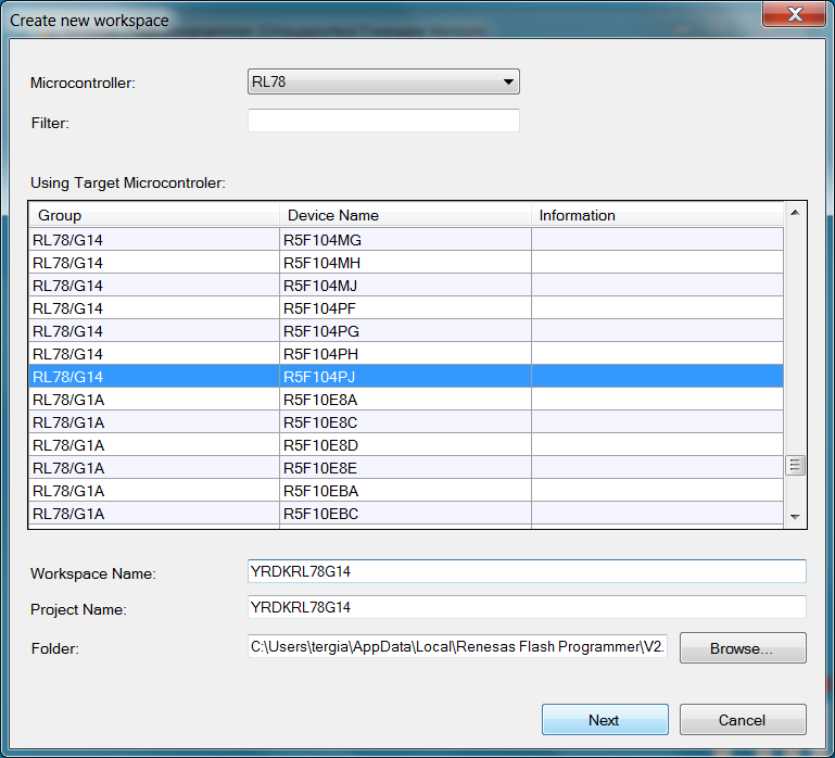 programming select the MCU