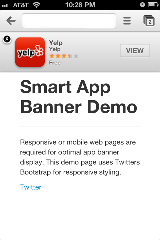 Smart App Banner Chrome Example