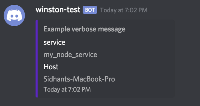 Verbose message screenshot