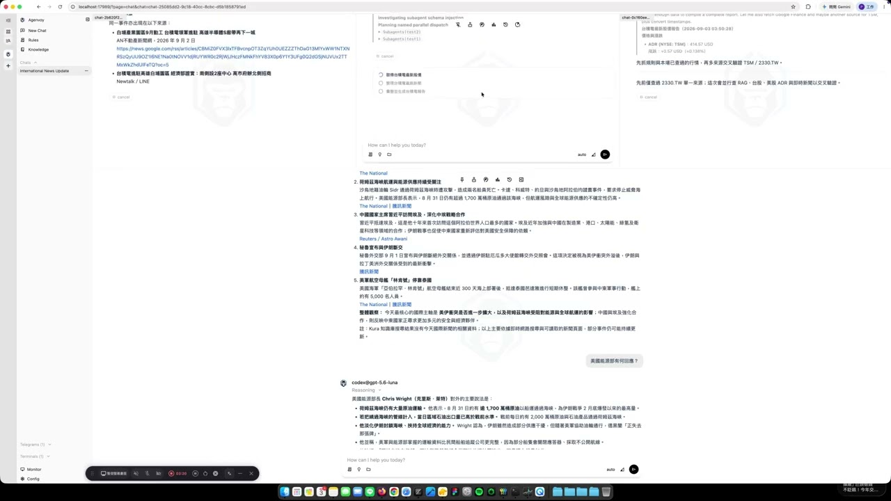 Agenvoy Web Dashboard demo