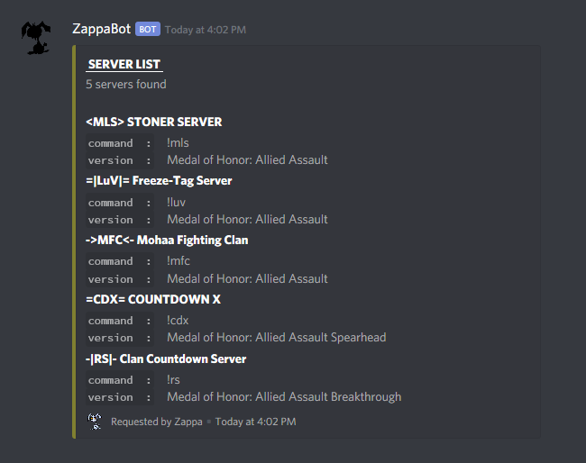 server list