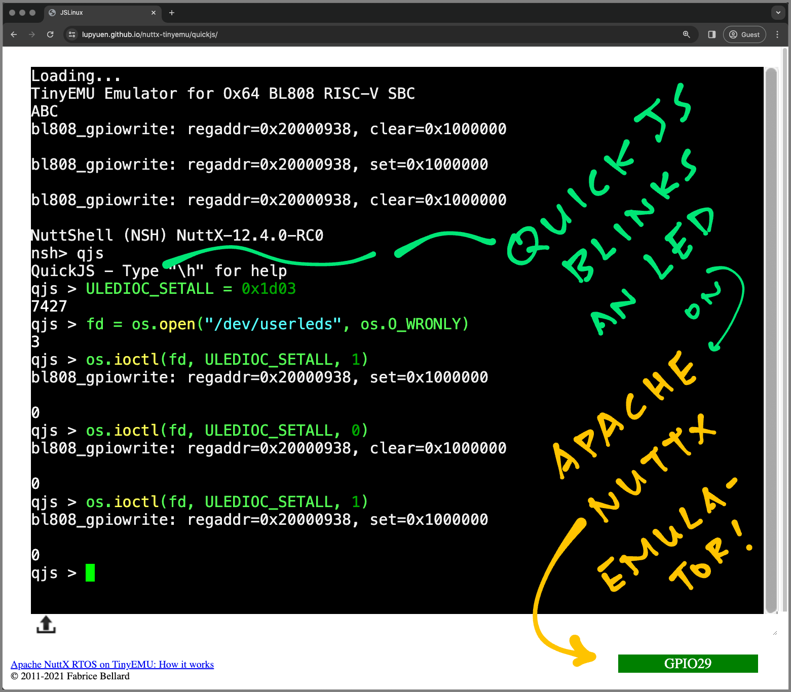 QuickJS JavaScript Engine to Apache NuttX RTOS