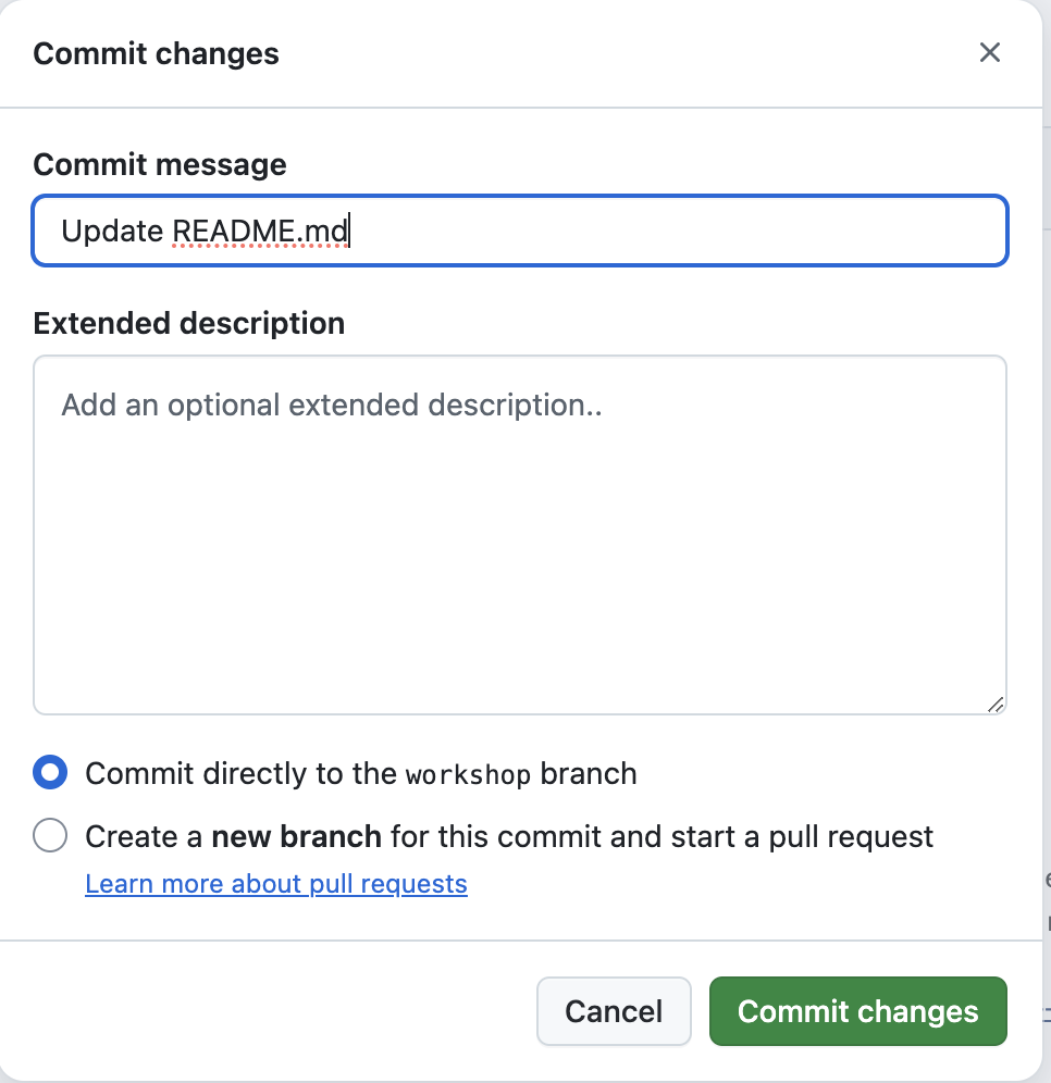 Commit changes button