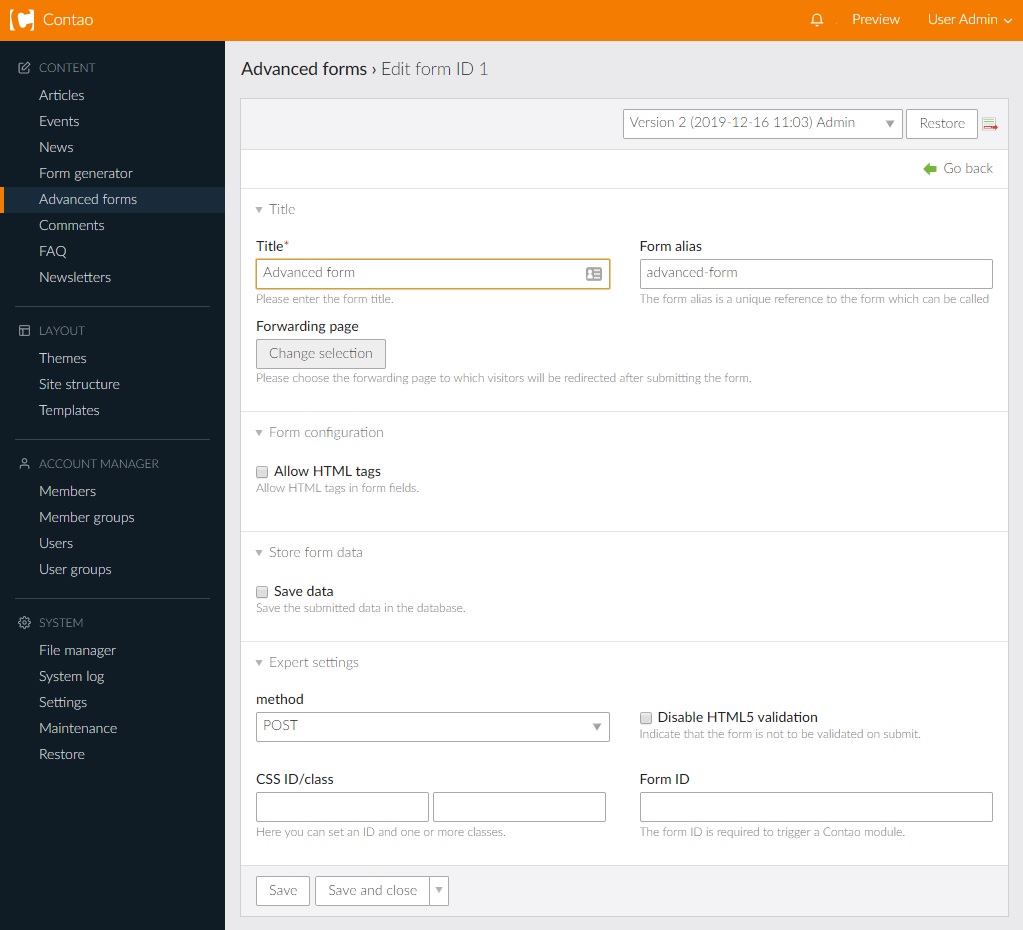 Admin View: Advanced form edit mask