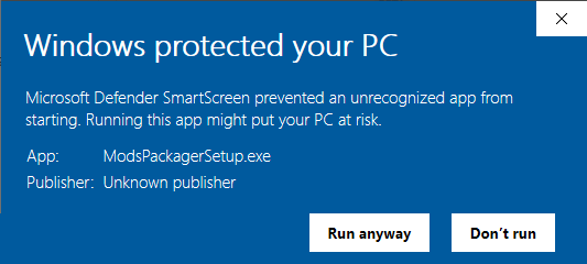 Run Mods Packager Installer