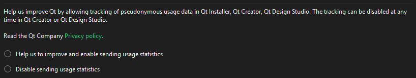 Choose to send stats to Qt or not