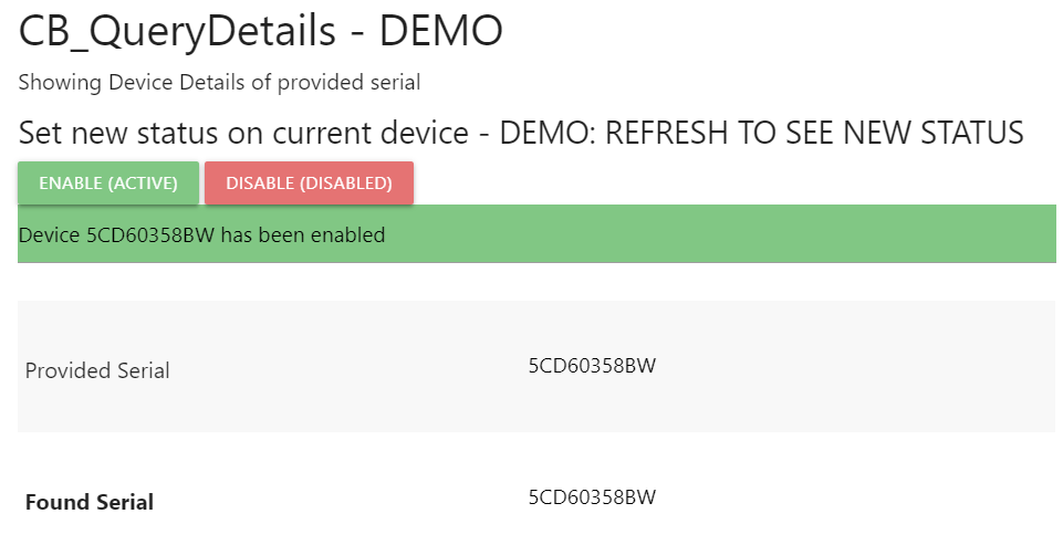 CB_QueryDetails interface after enabling device