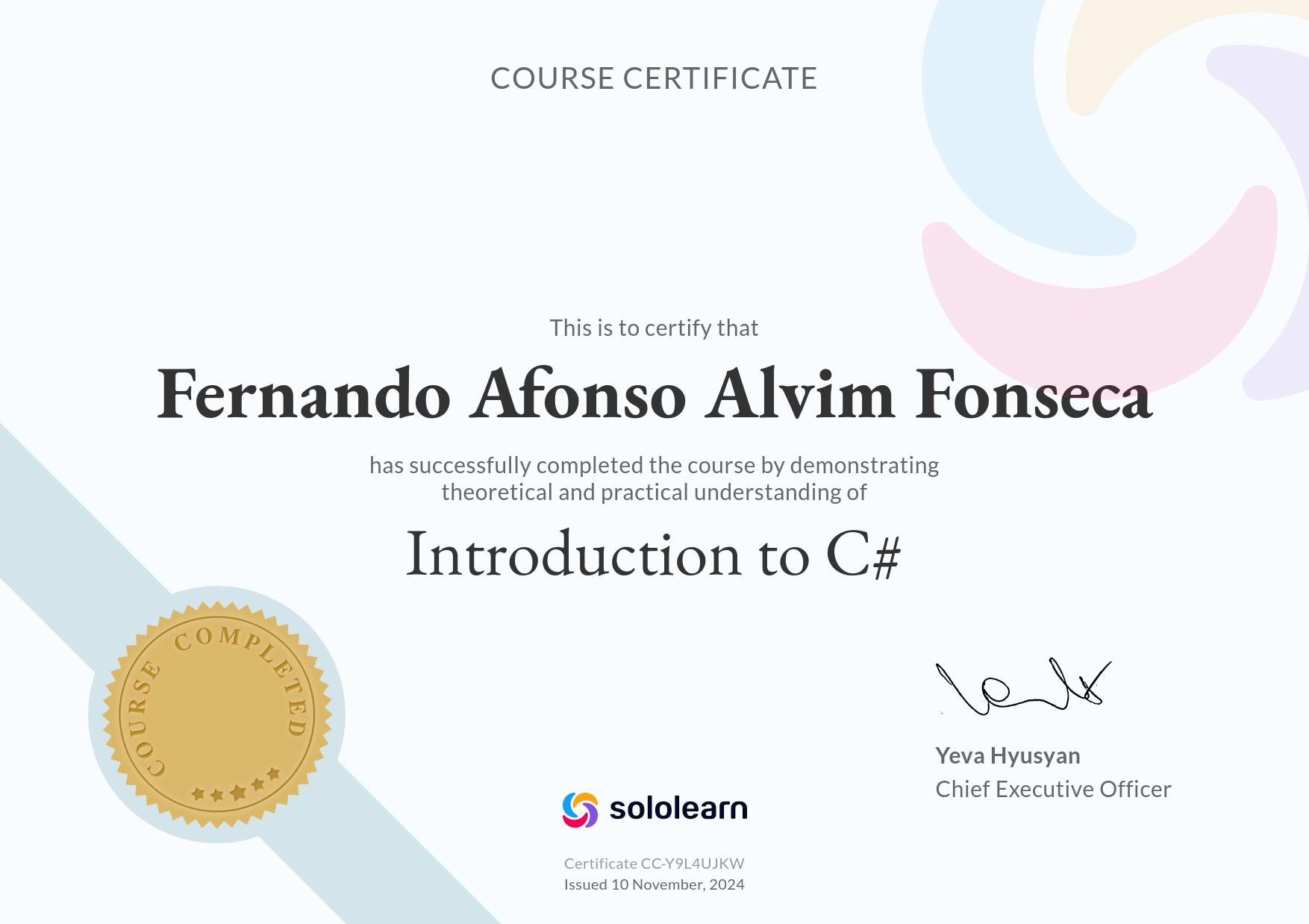 Sololearn: Introduction to C#