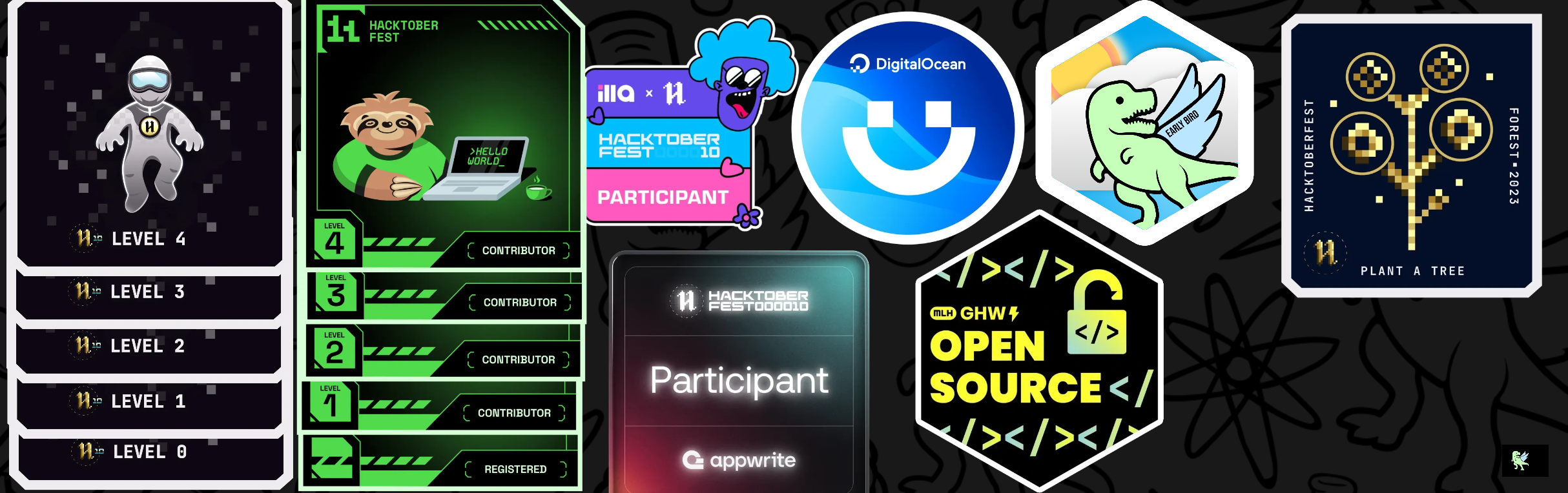 An image of @nongsnail's Holopin badges, which is a link to view their full Holopin profile