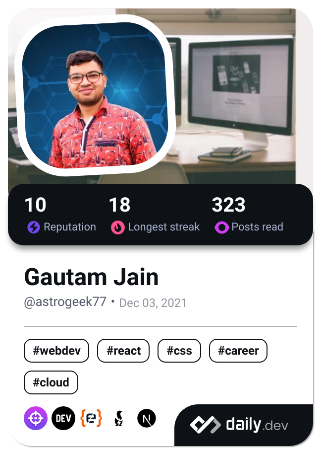 Gautam Jain's Dev Card