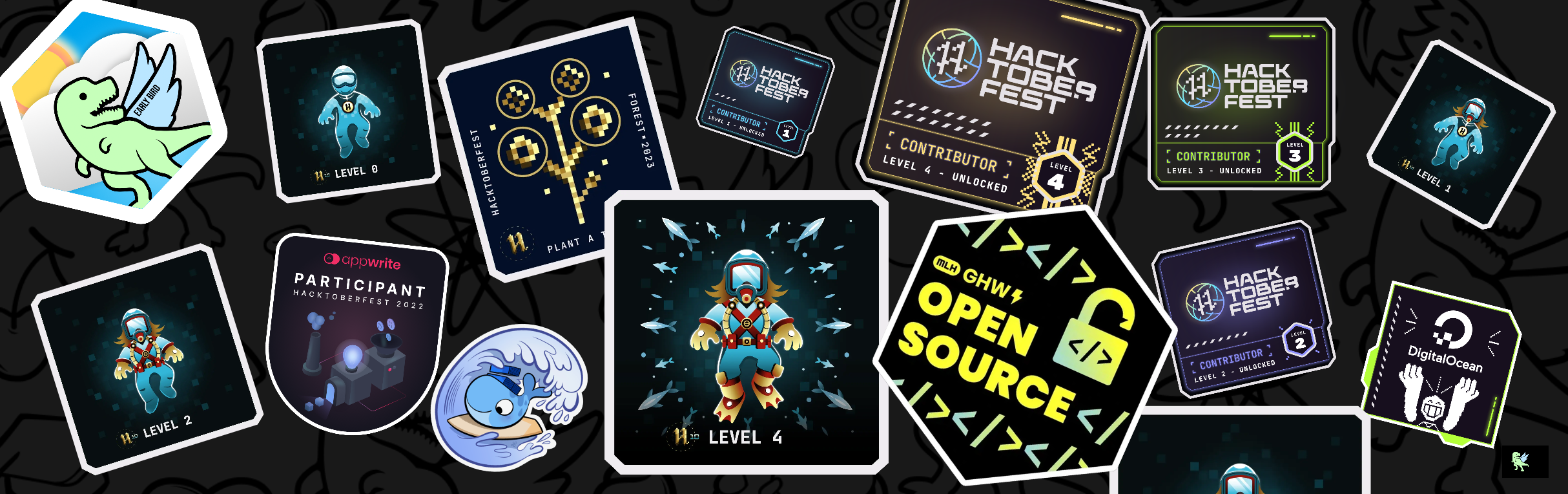 An image of @047pegasus's Holopin badges, which is a link to view their full Holopin profile