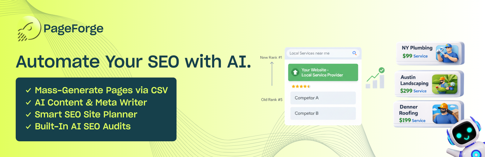 PageForge AI programmatic SEO WordPress plugin banner