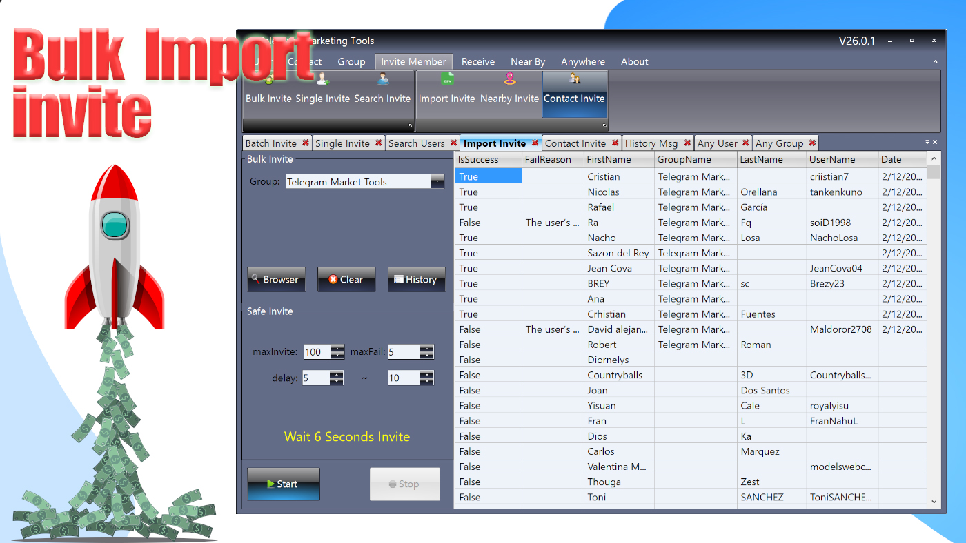 Telegram Marketing Tools Bulk Scraper/Extract/Add/Search/Invite Member|Join Group 45.1.1