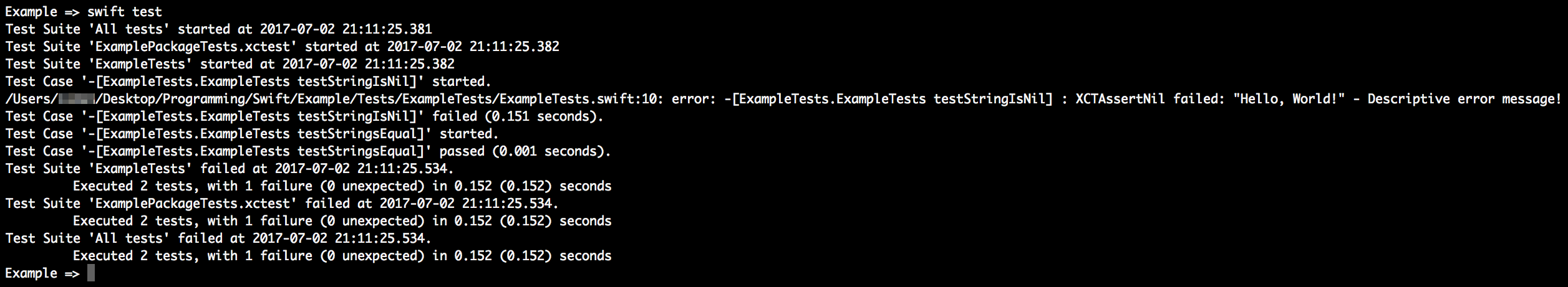 XCTest Failing Tests