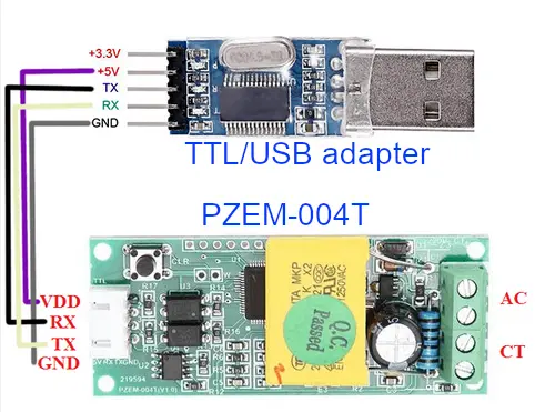 PZEM-004T wiring schematic