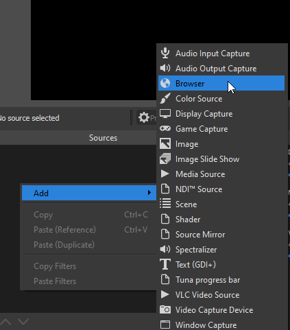 Add new Browser Source
