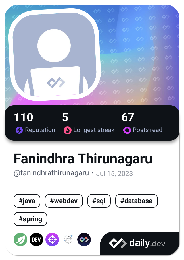 Fanindhra Thirunagaru's Dev Card