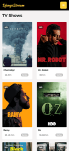 TV Show List View. Displaying a vertical grid of all tv shows in the database.