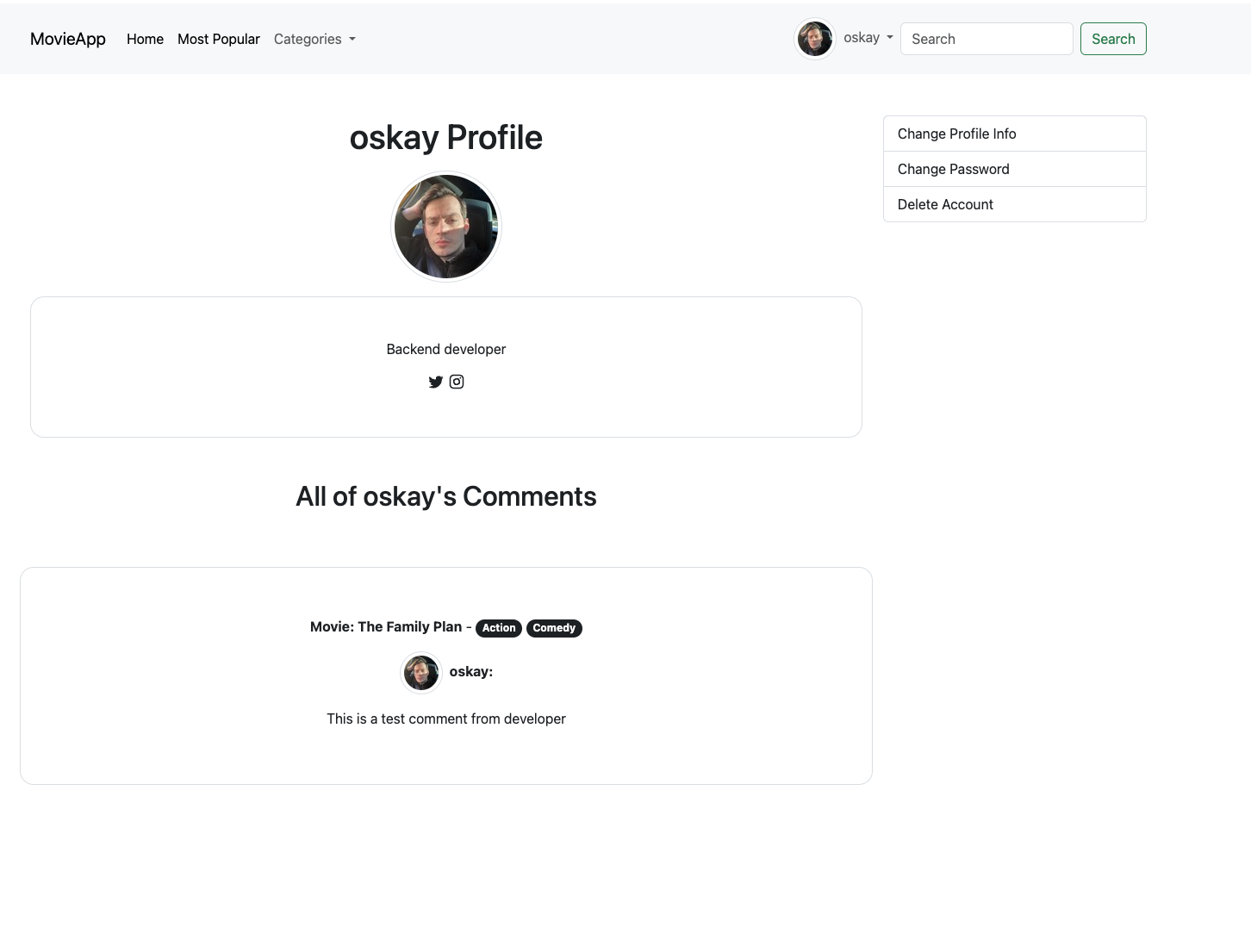 Profile Page of User