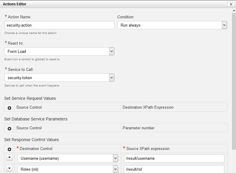 Configuration of Security Action