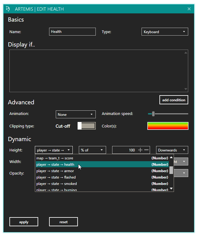 Layer editor dynamic properties