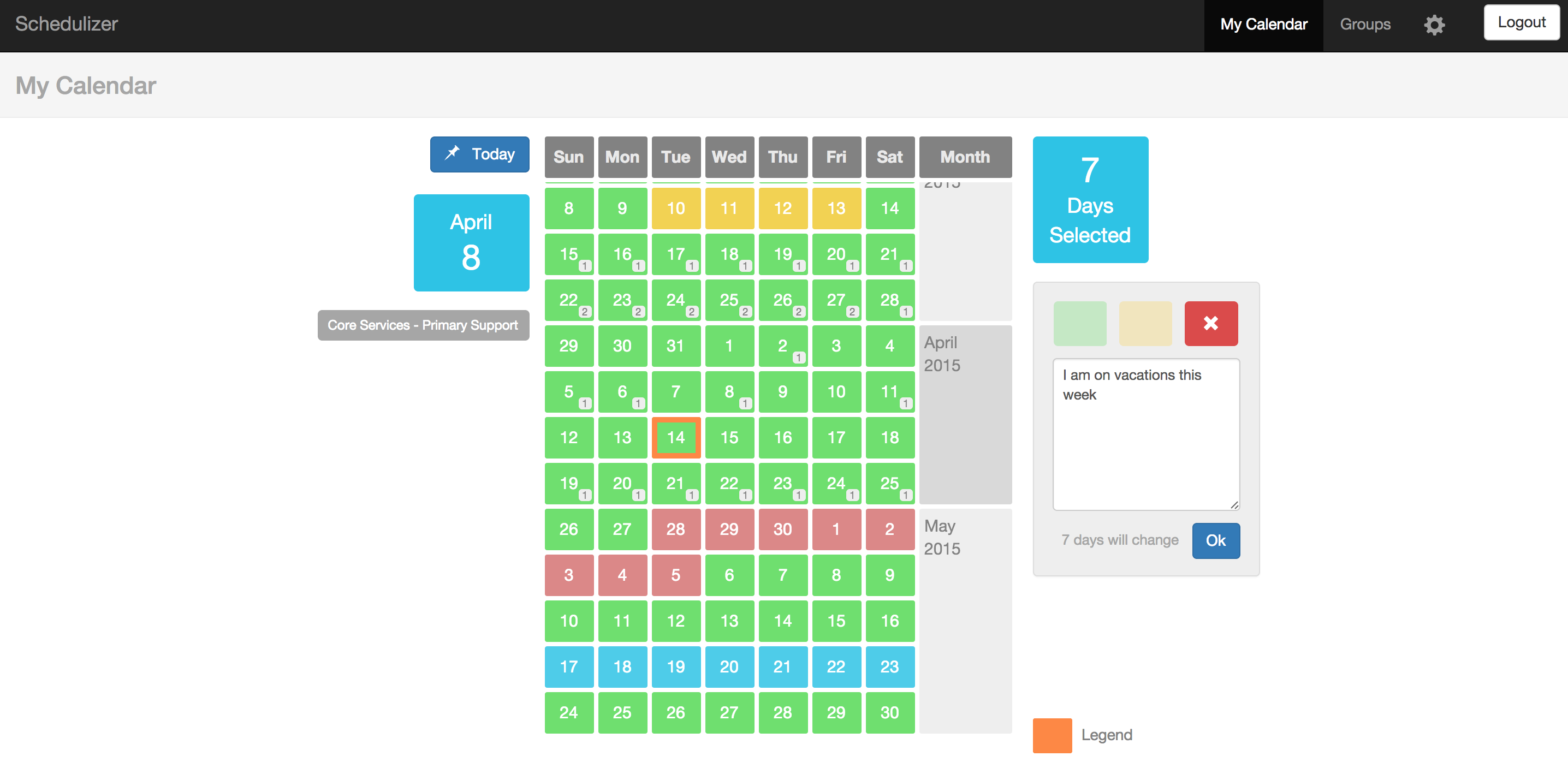 Schedulizer my calendar view