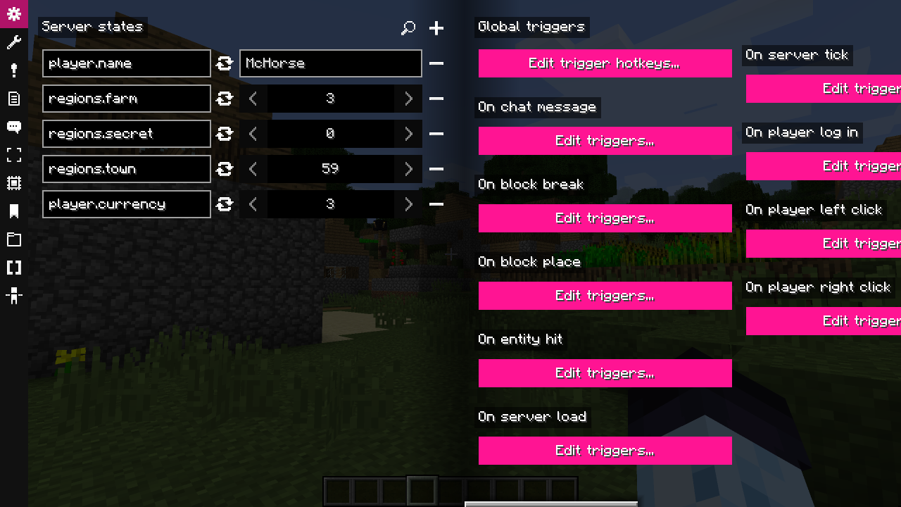 Server settings panel