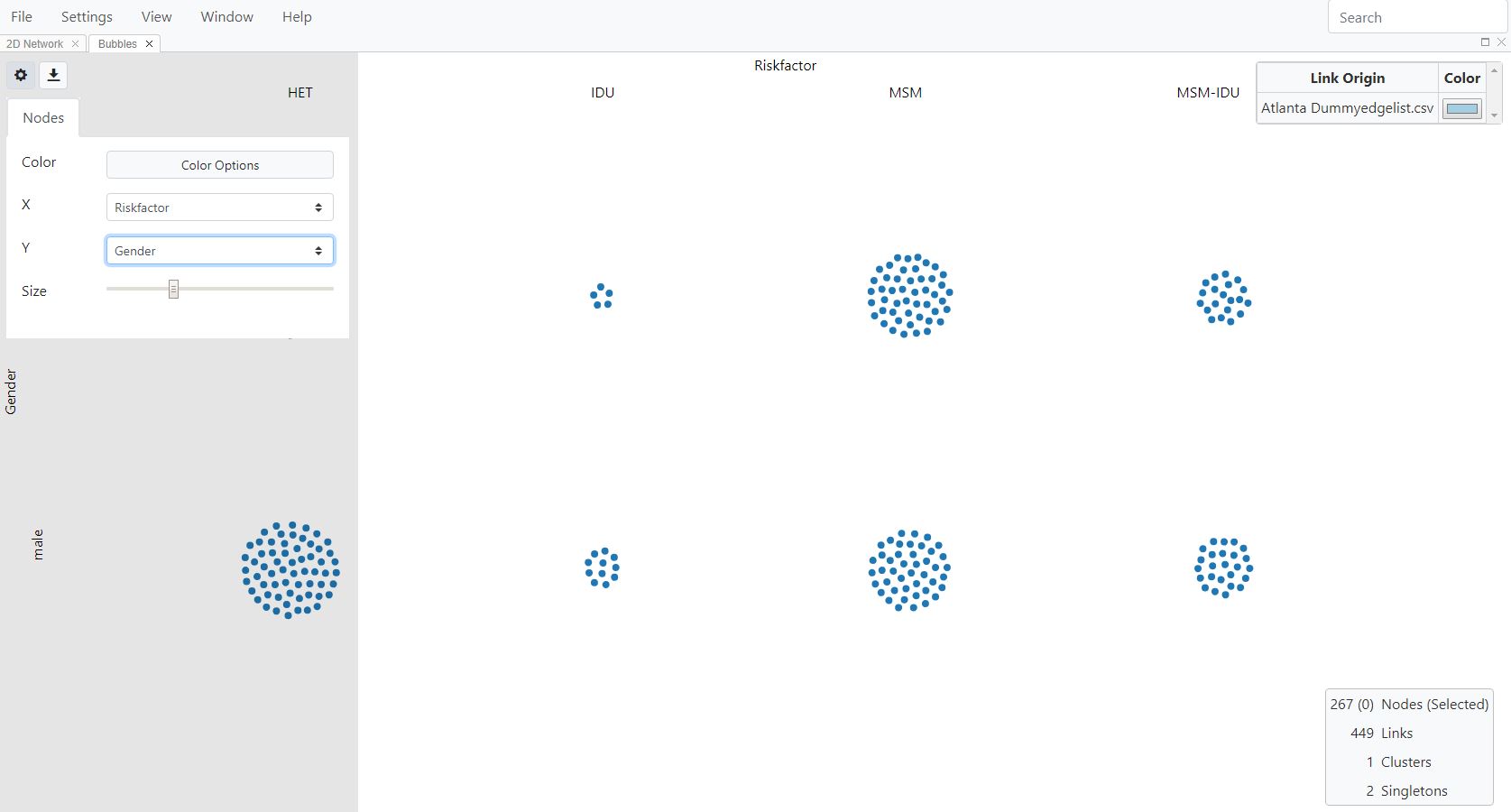 Settings to map nodes in Bubble View to variables of your choice.