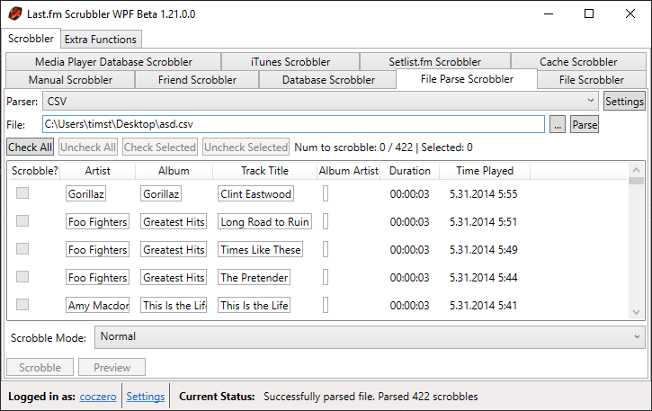 File Parse Scrobbling Normal Mode