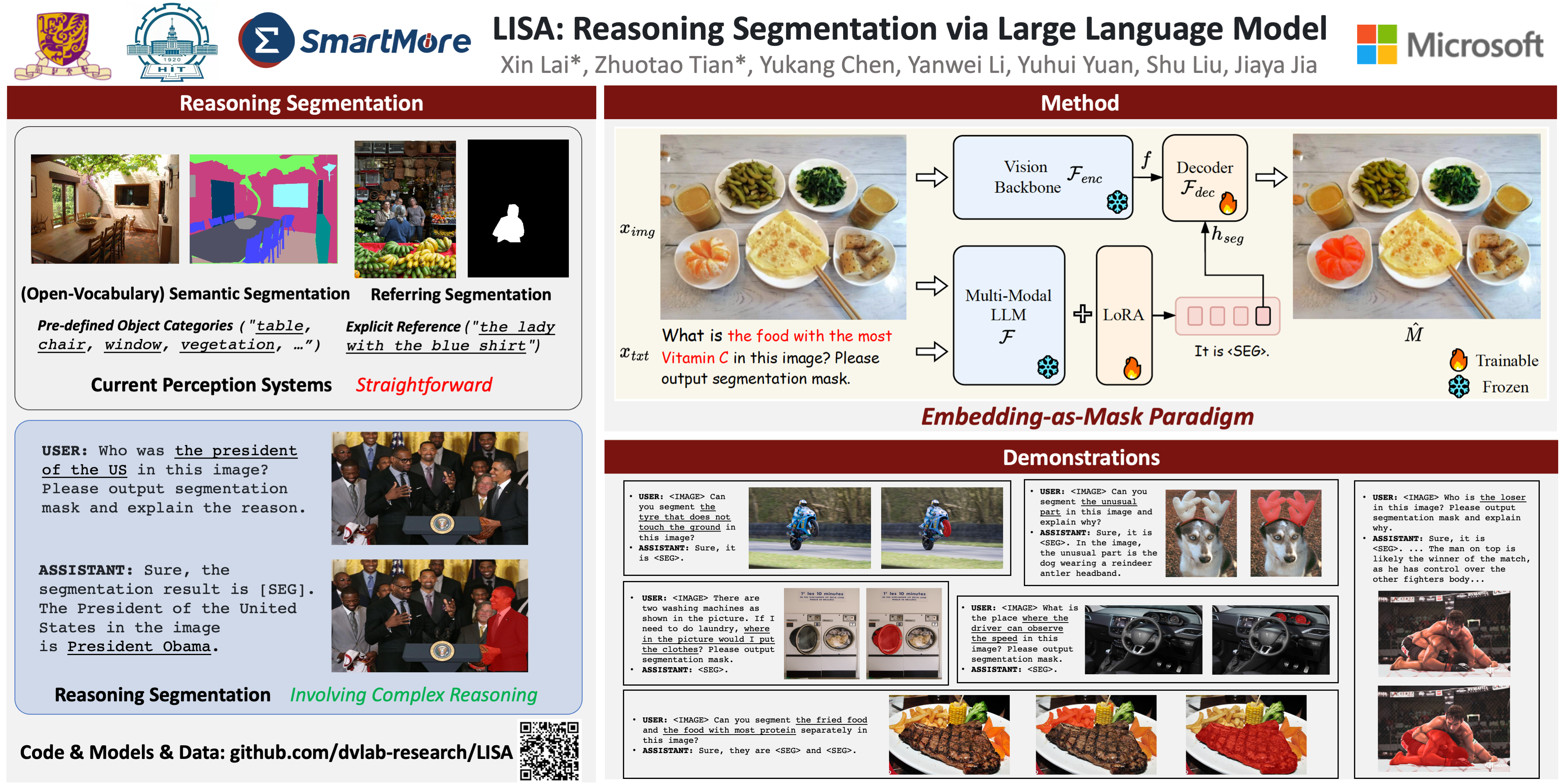 LISA: Reasoning Segmentation via Large Language Model