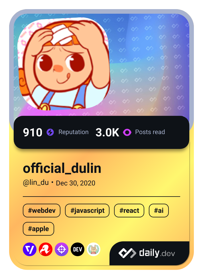 official_dulin's Dev Card