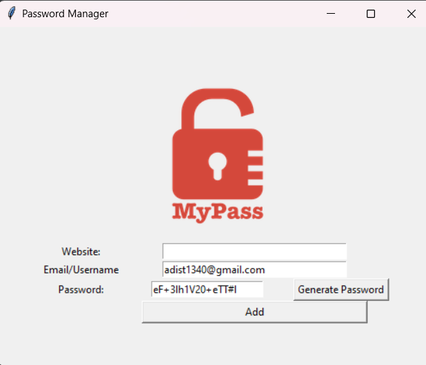 Password Manager Output