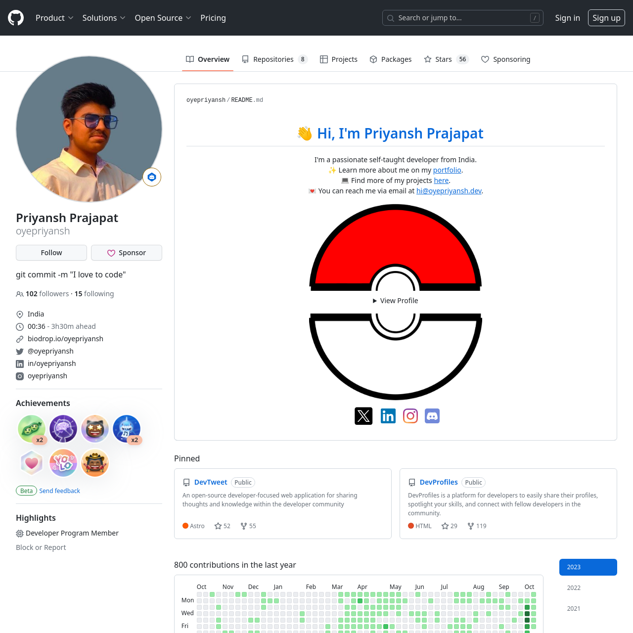 GitHub profile of {{ name }}