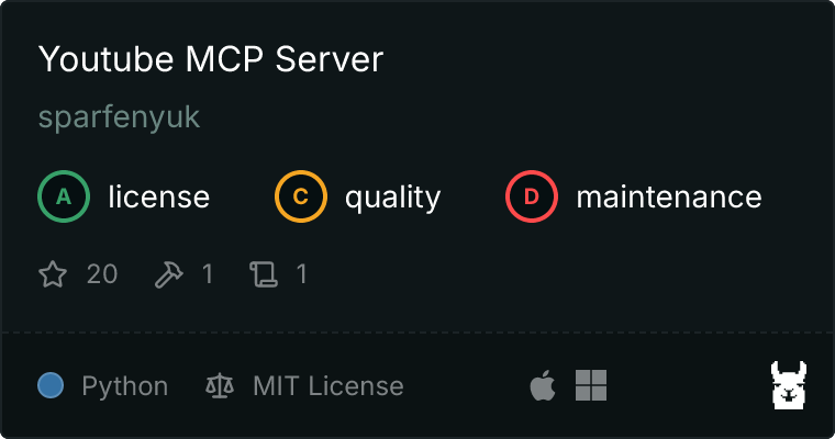 GitHub - sparfenyuk/mcp-youtube: MCP server for Youtube · GitHub