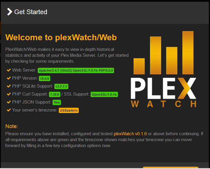 PlexWatchWeb splash screen