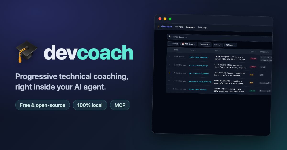 devcoach — progressive technical coaching, right inside your AI agent