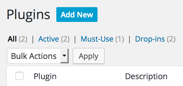 Screenshot of WordPress Plugin admin's "Add New" button.