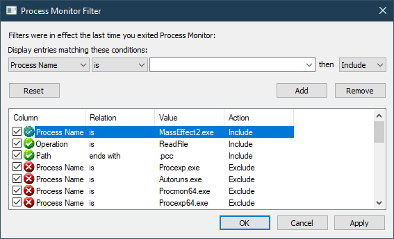 Procmon Filter