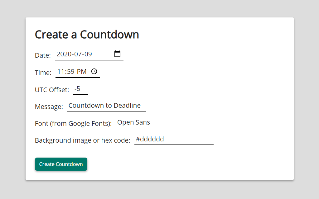 Create a Countdown