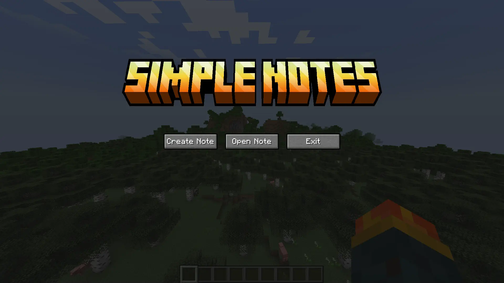 The main menu of Simple Notes.