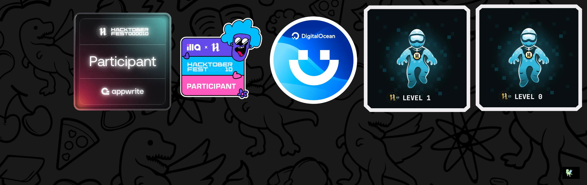 An image of @sharpwit's Holopin badges, which is a link to view their full Holopin profile