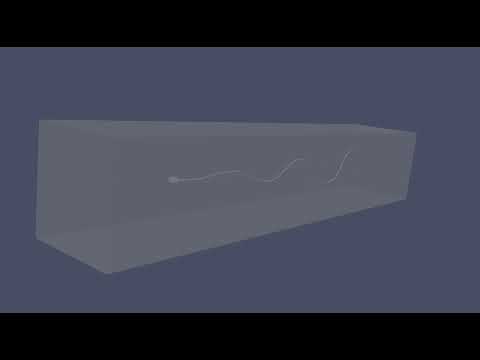 Position and shape of a sperm cell which propagates a sinusoidal wave along its flagellum