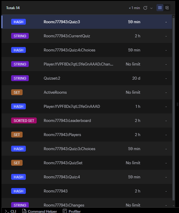 적용 후 redis data에 ttl이 적용된 모습