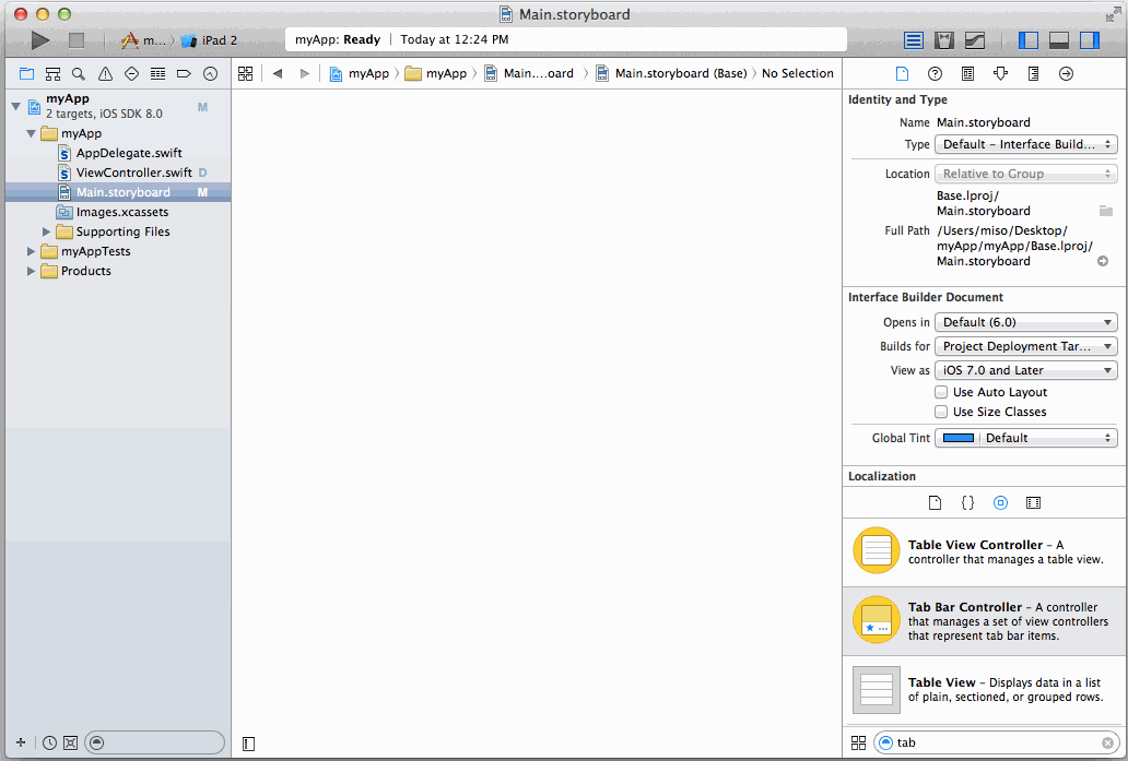 Add tab bar to Storyboard|600