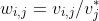 w_{i,j} = v_{i,j}/v_j^*