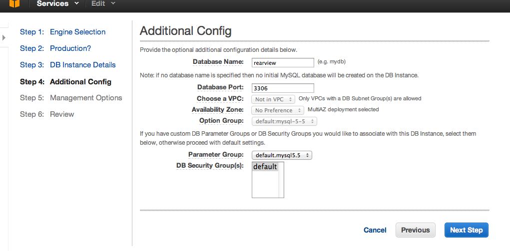 RDS Additional Config