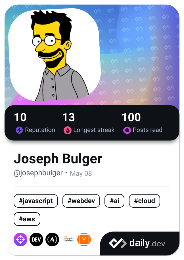 Joseph Bulger's Dev Card